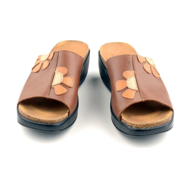 Elena Solano Wedge Sandals Sz 38 / 7.5 US Brown - Picture 4 of 8